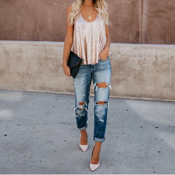 Distressed Boyfriend Jeans - Picture 2 of 8